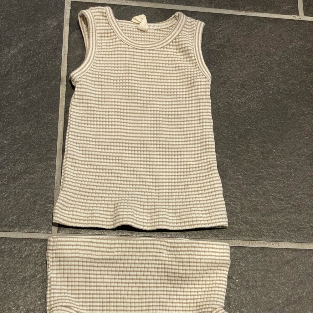 Quincy Mae striped ribbed tank top & ribbed bloomer ADJUSTED TO FIT CHUBBY BABY